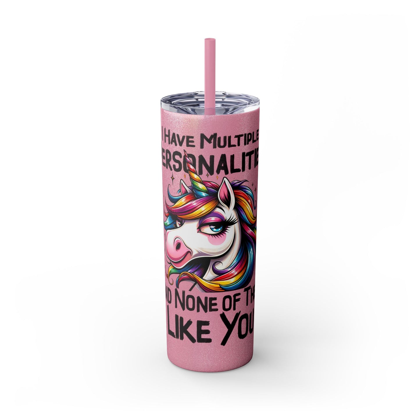 Multiple Personalities Skinny Tumbler with Straw, 20oz