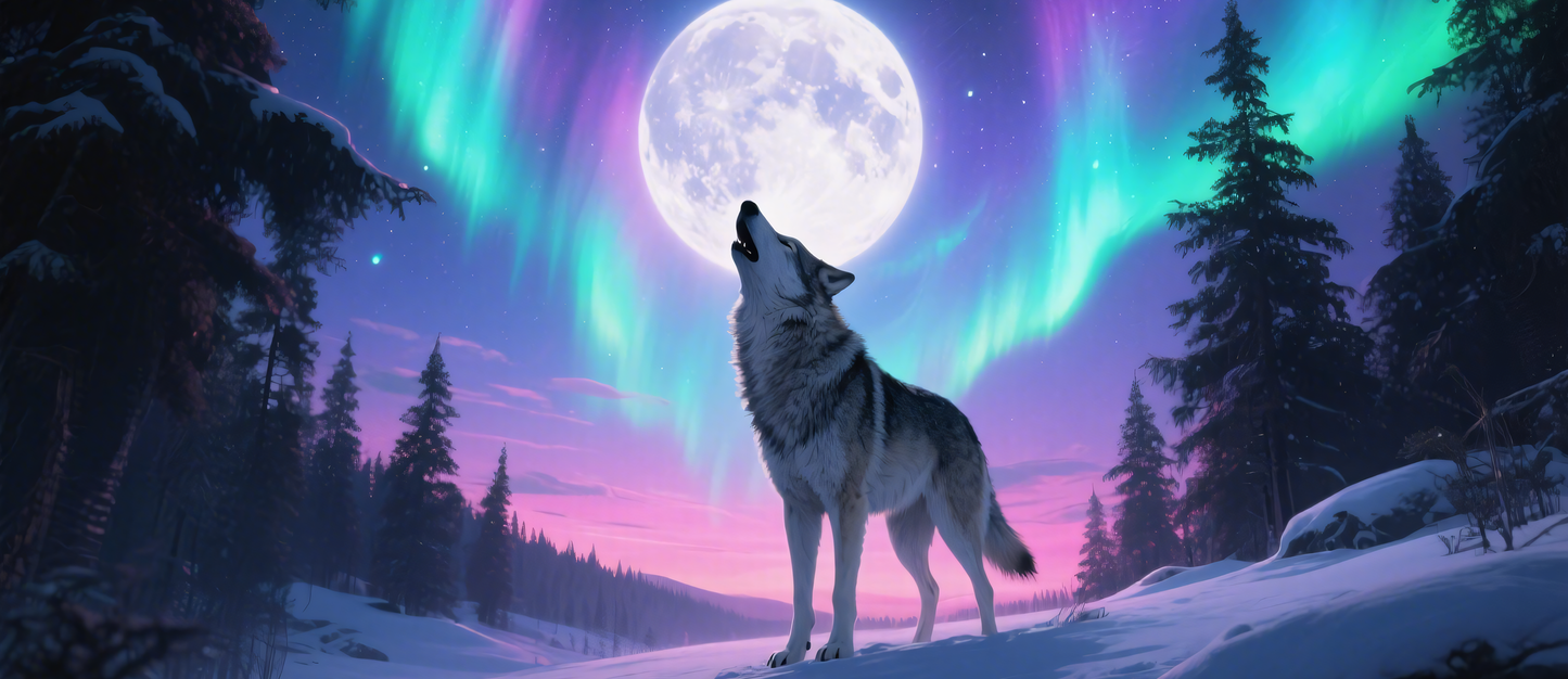 Howling Wolf Under the Northern Lights Ceramic Mug | Tay’s Vinyl