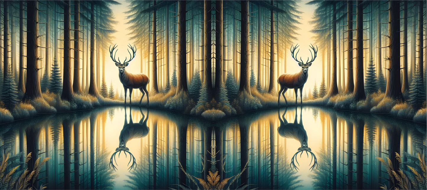 Serene Stag by the Forest Lake Mug – Nature Lover Ceramic Cup | Tay’s Vinyl