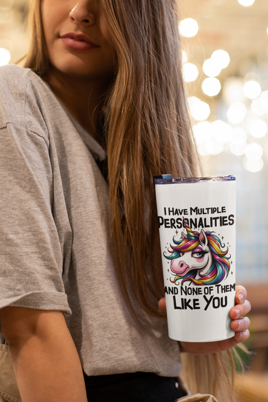 Multiple Personalities Skinny Tumbler – Funny Mood-Themed 20oz Cup | Tay’s Vinyl