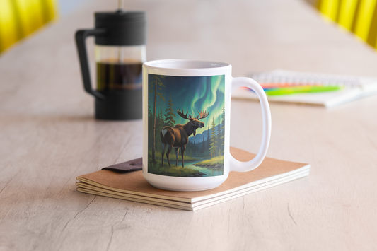 Majestic Moose Under the Northern Lights Ceramic Mug | Tay’s Vinyl
