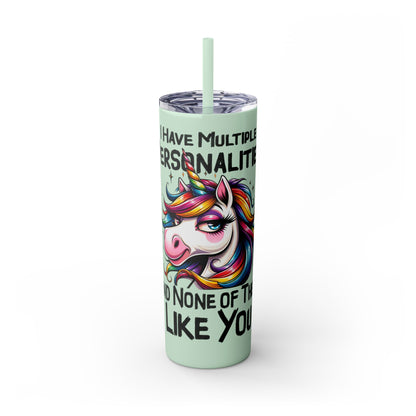 Multiple Personalities Skinny Tumbler with Straw, 20oz
