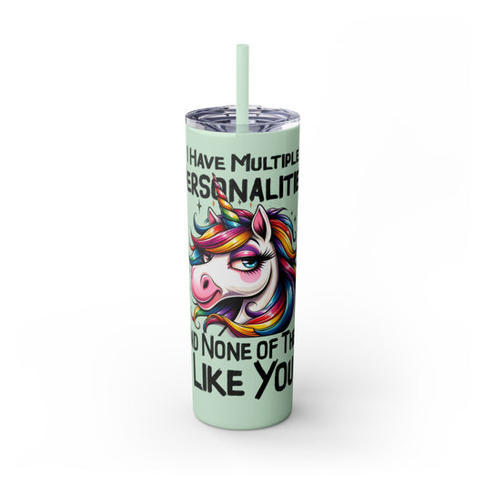 Multiple Personalities Skinny Tumbler with Straw, 20oz