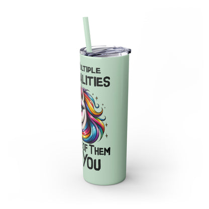 Multiple Personalities Skinny Tumbler with Straw, 20oz