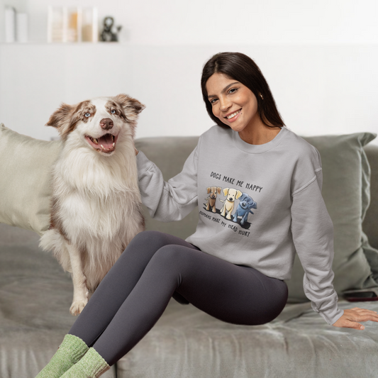 Funny Dog Lover Sweatshirt – 'Dogs Make Me Happy' Graphic Pullover