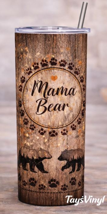 Rustic Mama Bear Tumbler – 20oz Stainless Steel Insulated Mom Cup