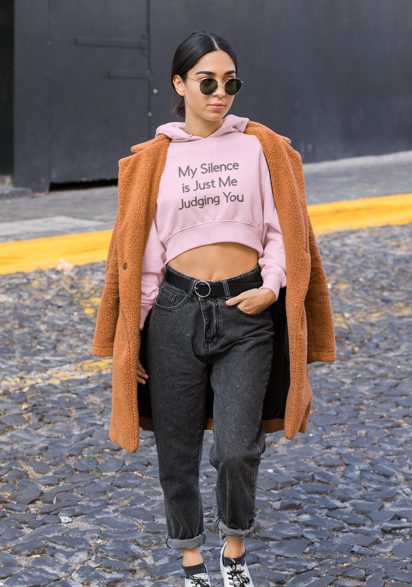 Judgy Silence Cropped Hoodie – Trendy & Playful Women’s Hoodie | Tay’s Vinyl