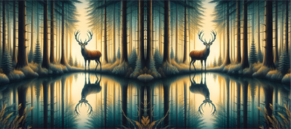 Serene Stag by the Forest Lake Mug – Nature Lover Ceramic Cup | Tay’s Vinyl