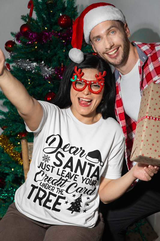 Dear Santa Credit Card T-Shirt | Funny Christmas Tee for Holiday Cheer