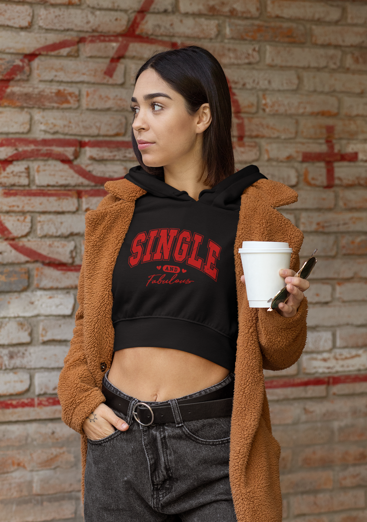 Single and Fabulous Cropped Hoodie – Empowering Statement Top for Women
