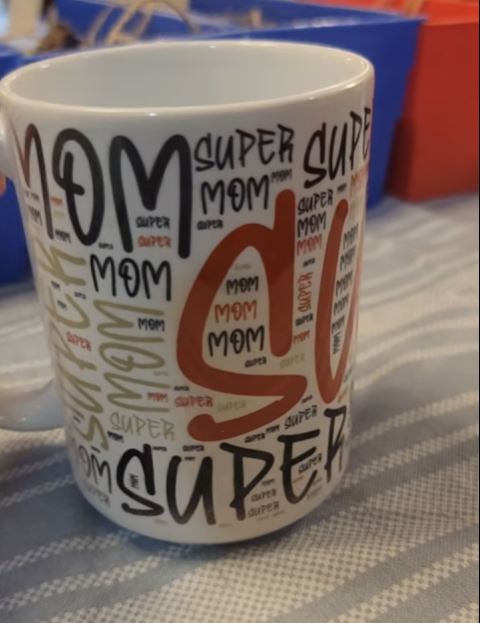 Super Mom Word Art Mug – Motherhood Coffee Cup Gift
