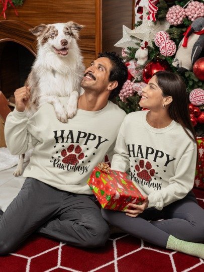 Happy Pawlidays Sweatshirt | Festive Pet-Lover Holiday Crewneck