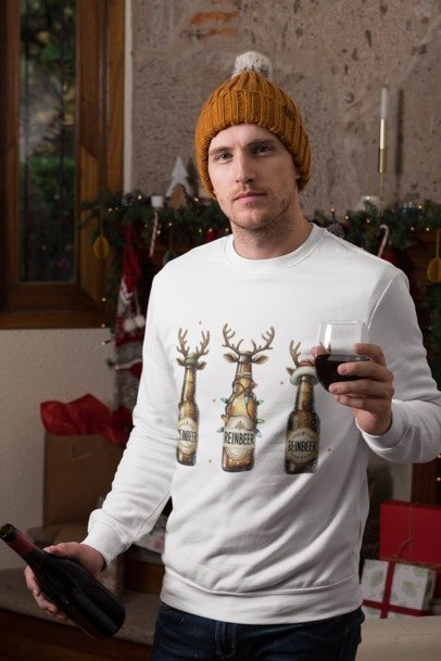 Reinbeer Sweatshirt | Funny Christmas Beer Lover's Crewneck